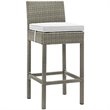Modway Conduit Outdoor Wicker Rattan Bar Stool in Light Gray/White (Set of 2)