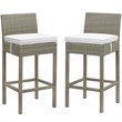 Modway Conduit Outdoor Wicker Rattan Bar Stool in Light Gray/White (Set of 2)