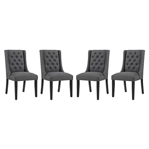 Modway Baronet 19&quot Fabric Solid Rubberwood Dining Chair in Gray (Set of 4)