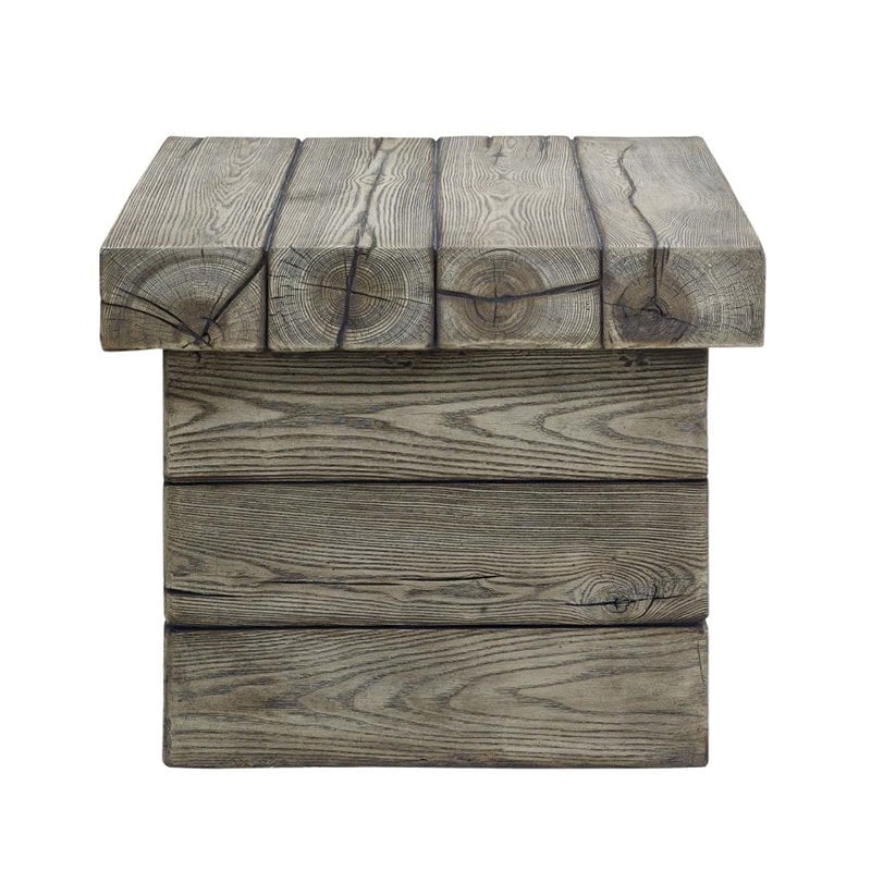 Modway Manteo Modern Wood Outdoor Patio Side Table in Light Gray