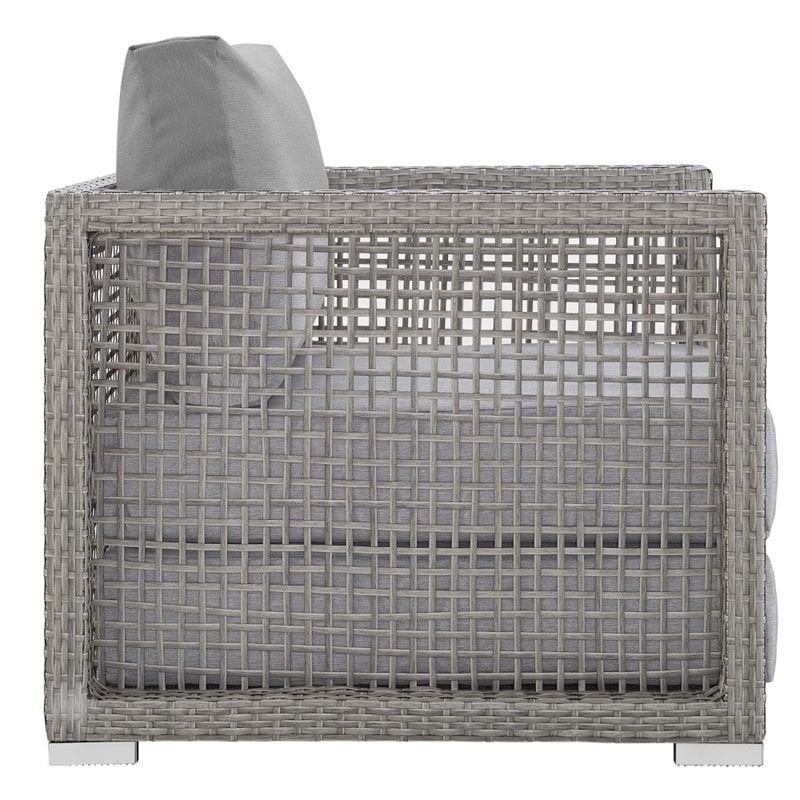 Modway Aura 6-Piece Outdoor Patio Wicker Rattan Set in Gray Finish