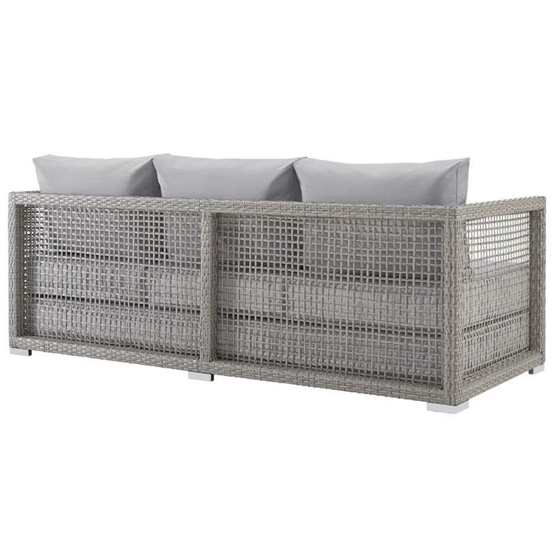 Modway Aura 6-Piece Outdoor Patio Wicker Rattan Set in Gray Finish