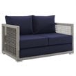 Modway Aura 6-Piece Outdoor Patio Wicker Rattan Set in Gray/Navy