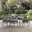 Modway Aura 7-Piece Outdoor Patio Wicker Rattan Set in Gray/Navy