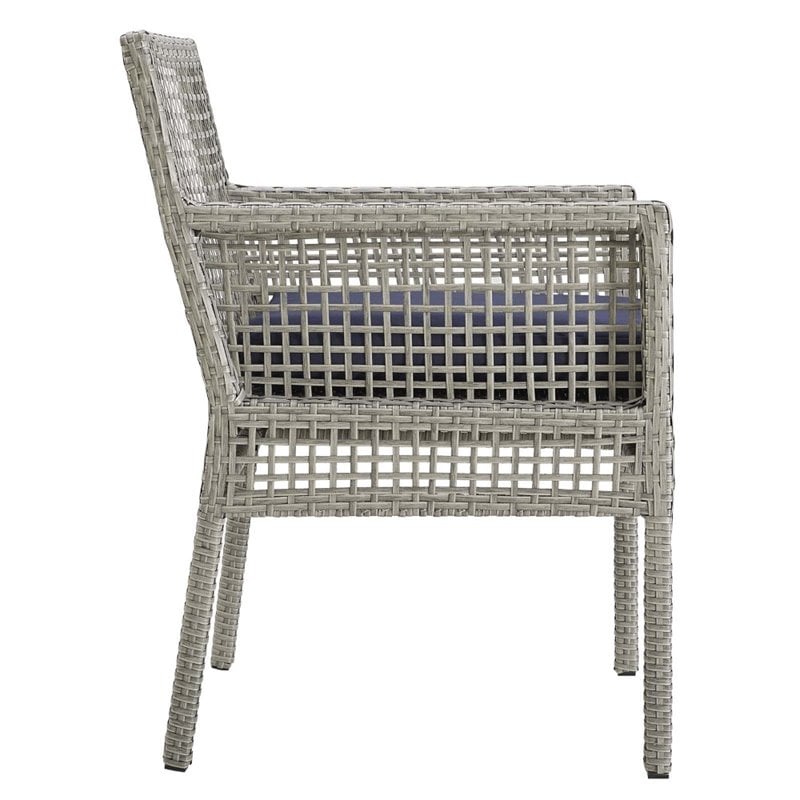 Modway Aura 7-Piece Outdoor Patio Wicker Rattan Set in Gray/Navy