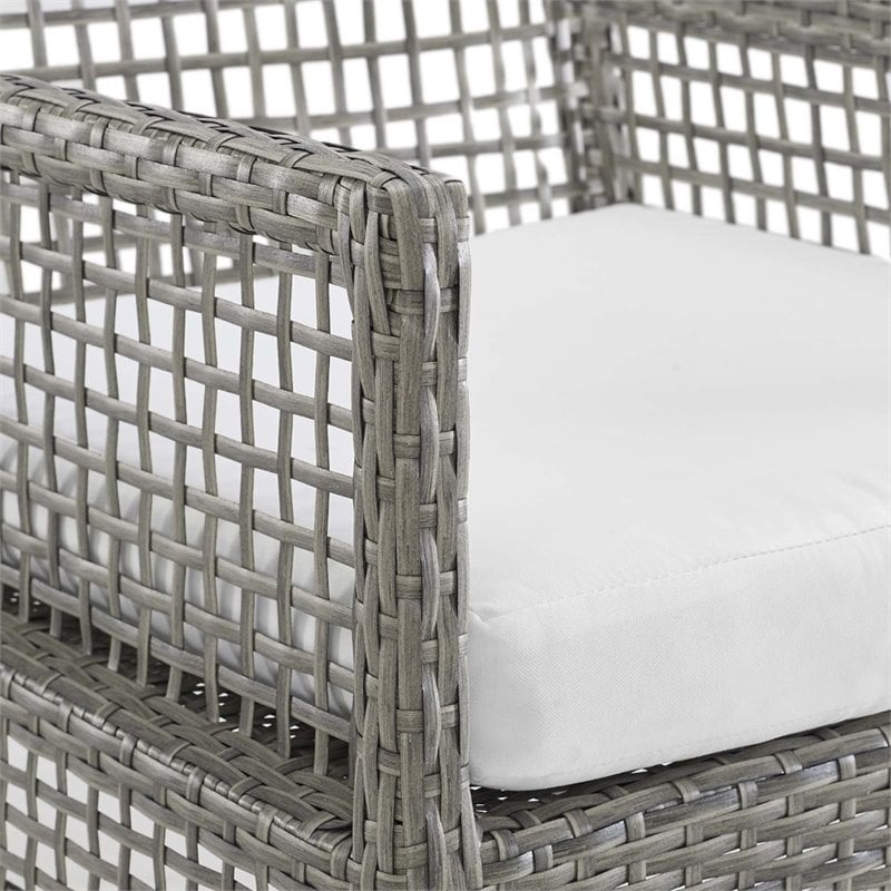 Modway Aura 7-Piece Outdoor Patio Wicker Rattan Set in Gray/White