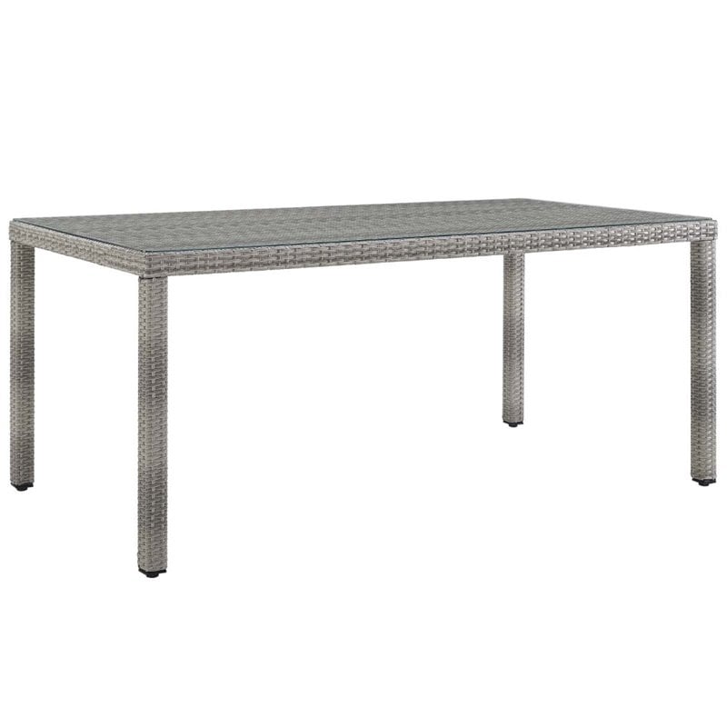 Modway Aura 7-Piece Outdoor Patio Wicker Rattan Set in Gray/White