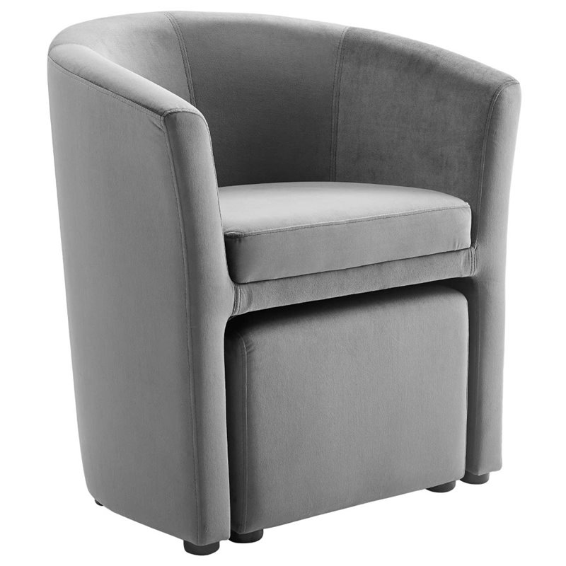 Modway Divulge Velvet Accent Chair with Ottoman in Gray Cymax Business