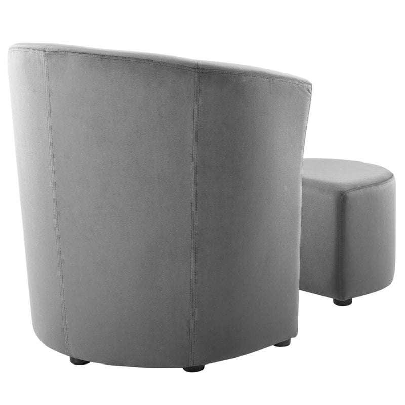 Modway Divulge Performance Velvet Arm Chair and Ottoman Set in Gray