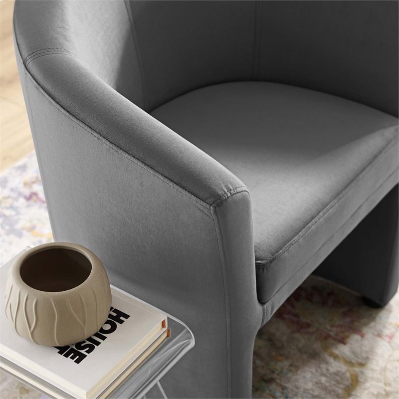 Modway Divulge Performance Velvet Arm Chair and Ottoman Set in Gray