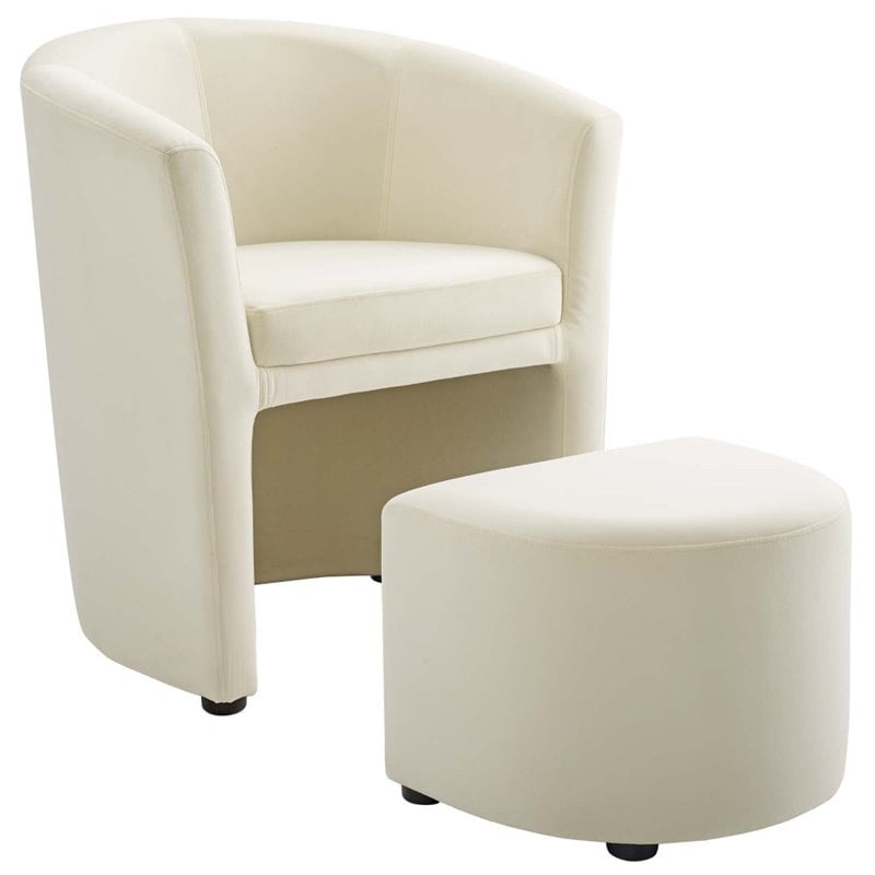 ivory accent chair with ottoman