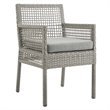 Modway Aura Outdoor Patio Wicker Rattan Dining Armchair in Gray (Set of 2)