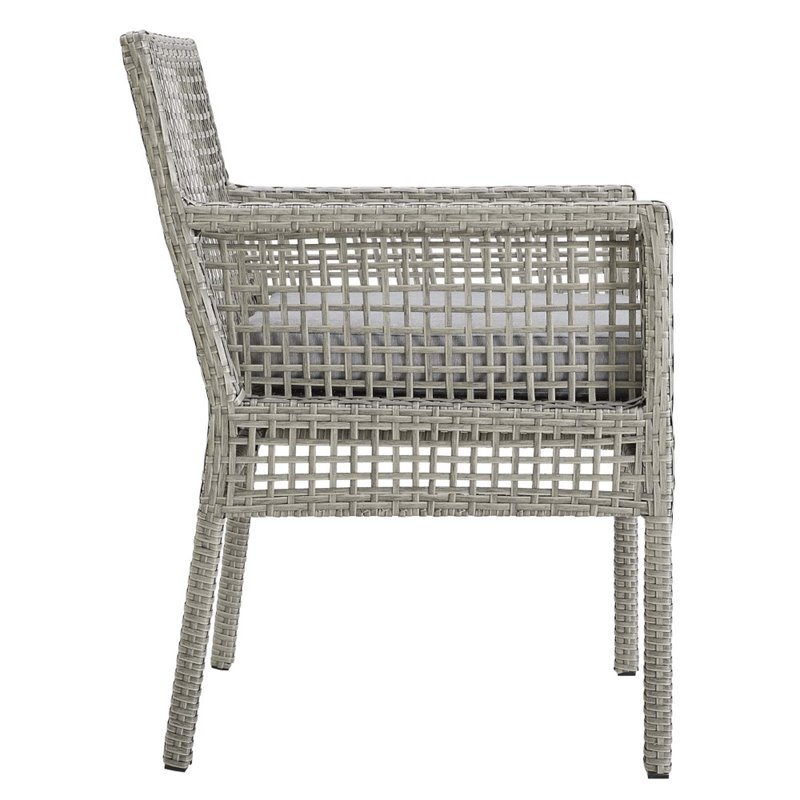 Modway Aura Outdoor Patio Wicker Rattan Dining Armchair in Gray (Set of 2)