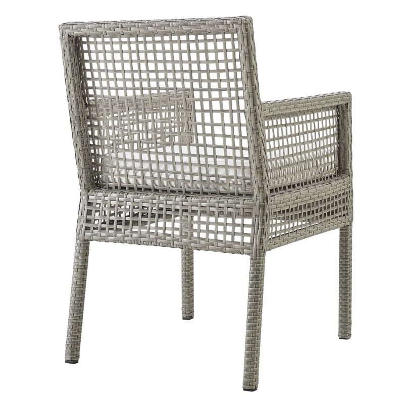 Modway Aura Outdoor Patio Wicker Rattan Dining Armchair in Gray/White (Set of 2)