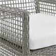 Modway Aura Outdoor Patio Wicker Rattan Dining Armchair in Gray/White (Set of 2)