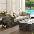 Modway Manteo Wood and Fabric Outdoor Patio Sofa in Light Gray/Beige