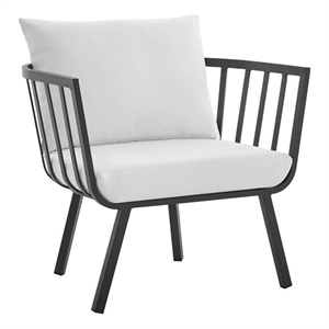 modway riverside aluminum patio armchair in gray and white