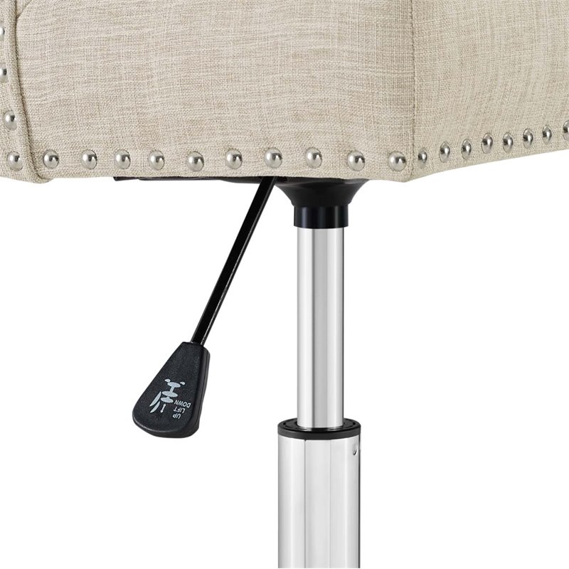 Modway Regent Tufted Button Swivel Upholstered Fabric Office Chair in Beige