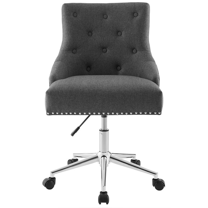Modway Regent Button Tufted Upholstered Swivel Office Chair in Gray