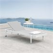 Modway Charleston Metal Aluminum Patio Chaise Lounge Chair in White/Gray