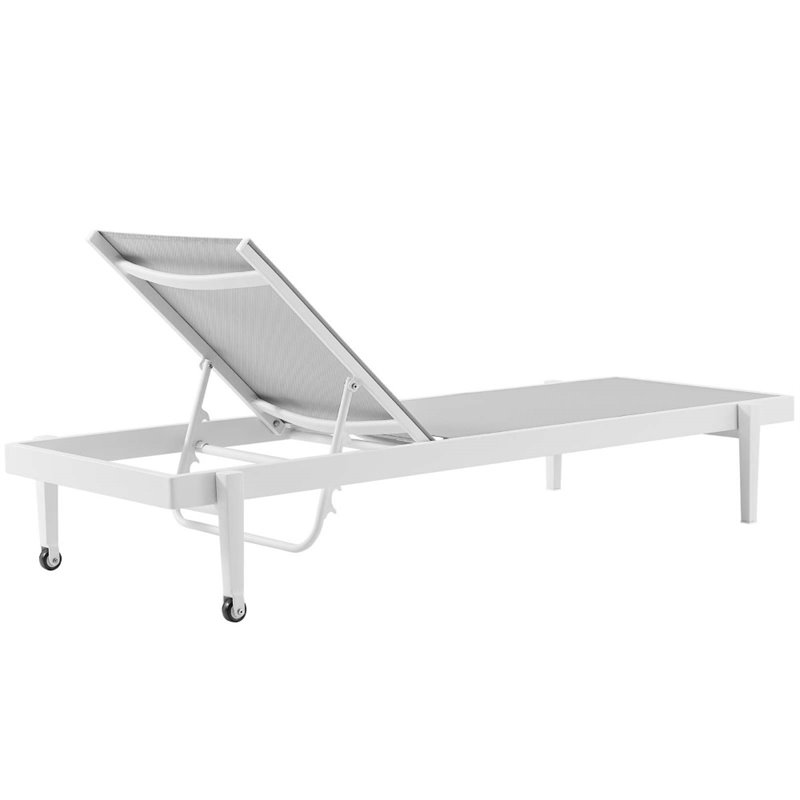 Modway Charleston Metal Aluminum Patio Chaise Lounge Chair in White/Gray