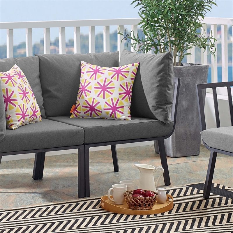 Modway Riverside Outdoor Patio Aluminum Corner Chair in Gray/Charcoal