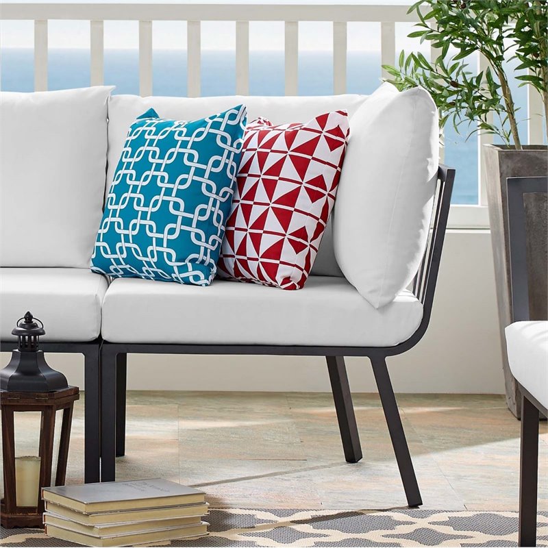 Modway Riverside Outdoor Patio Aluminum Corner Chair in Gray/White