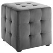 Modway Contour Tufted Cube Performance Velvet Ottoman in Gray