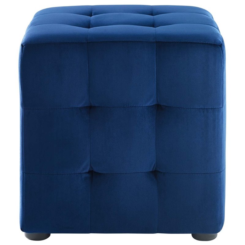 Modway Contour Tufted Cube Performance Velvet Ottoman in Navy
