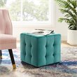 Modway Contour Tufted Cube Performance Velvet Ottoman in Teal Blue