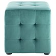 Modway Contour Tufted Cube Performance Velvet Ottoman in Teal Blue