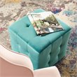 Modway Contour Tufted Cube Performance Velvet Ottoman in Teal Blue