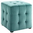 Modway Contour Tufted Cube Performance Velvet Ottoman in Teal Blue