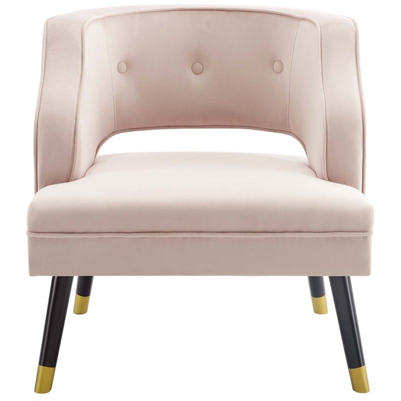 Modway Traipse Button Tufted Open Back Performance Velvet Armchair in Pink