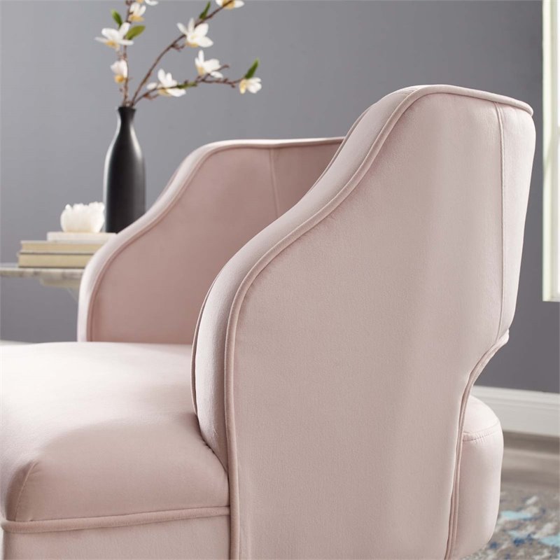 Modway Traipse Button Tufted Open Back Performance Velvet Armchair in Pink