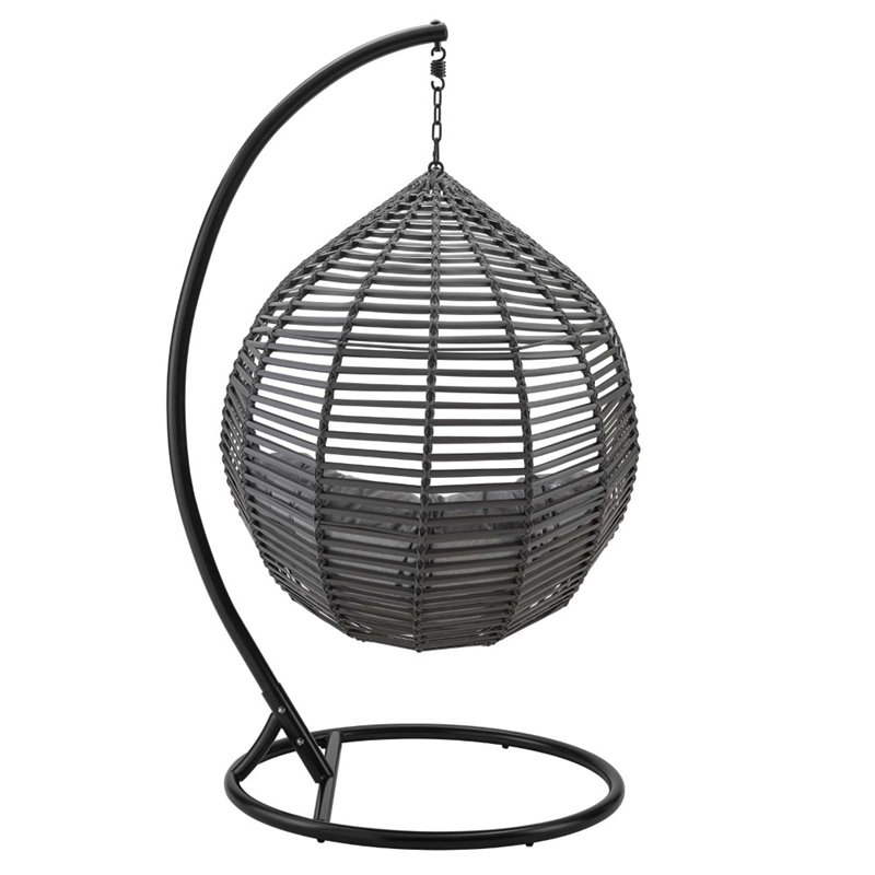 Modway Garner Outdoor Patio Wicker Rattan Teardrop Swing Chair In Gray