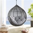 Modway Garner Teardrop Outdoor Patio Swing Chair with Stand in Gray
