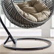 Modway Garner Teardrop Outdoor Patio Swing Chair with Stand in Gray/Mocha