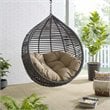Modway Garner Teardrop Outdoor Patio Swing Chair with Stand in Gray/Mocha