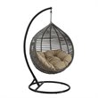 Modway Garner Teardrop Outdoor Patio Swing Chair with Stand in Gray/Mocha