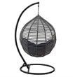 Modway Garner Teardrop Outdoor Patio Swing Chair with Stand in Gray/Navy