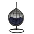 Modway Garner Teardrop Outdoor Patio Swing Chair with Stand in Gray/Navy