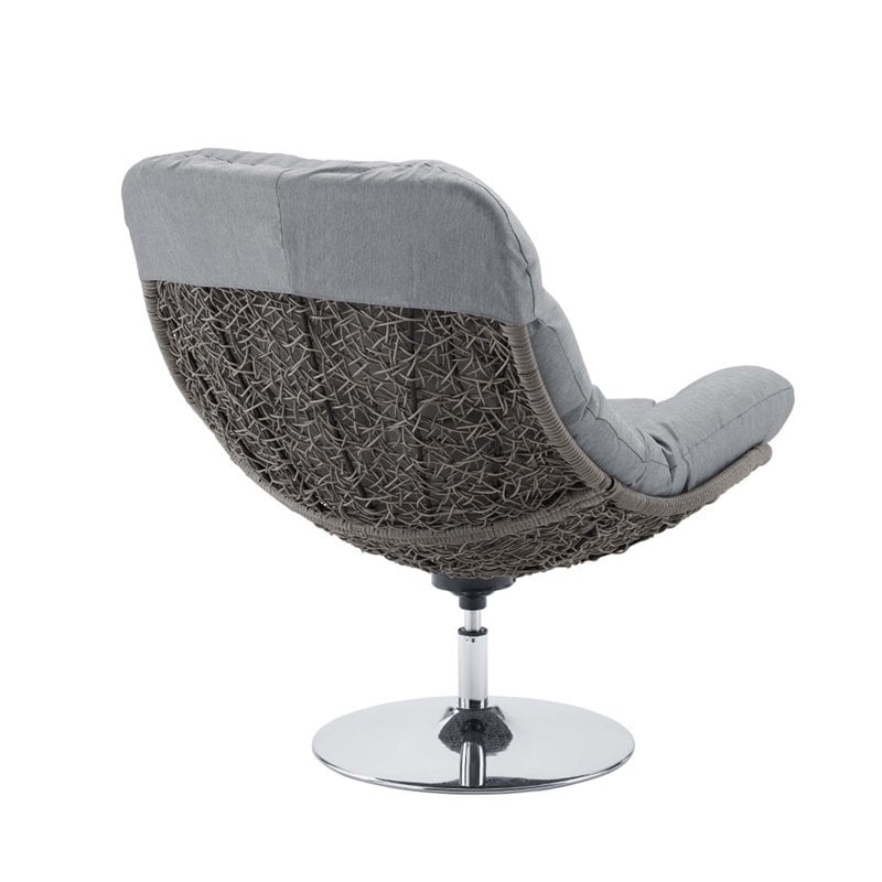Modway Brighton Wicker Rattan Patio Swivel Lounge Chair in Light Gray/Gray