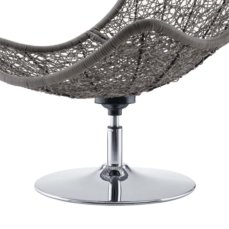 Modway Brighton Wicker Rattan Patio Swivel Lounge Chair in Light Gray/Gray
