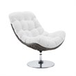 Modway Brighton Wicker Rattan Patio Swivel Lounge Chair in Light Gray/White