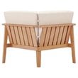 Modway Sedona Patio Eucalyptus Wood Sectional Sofa Corner Chair in Natural/Taupe