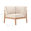Modway Sedona Patio Eucalyptus Wood Sectional Sofa Corner Chair in Natural/Taupe