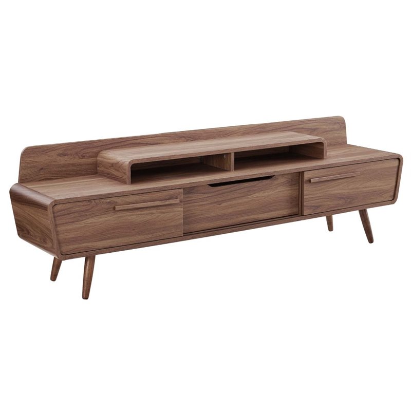 Modway Omnistand 2 Piece Entertainment Center in Walnut and Gray