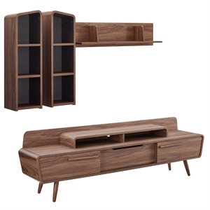 Modway Omnistand 2 Piece Entertainment Center in Walnut and Gray