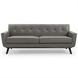 Modway Engage Modern Top-Grain Leather Living Room Sofa in Gray